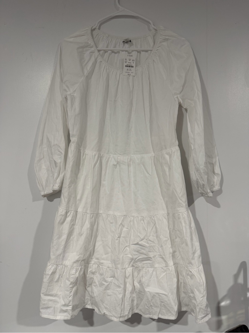 J. Crew Girls' White Tiered Long-Sleeve Dress